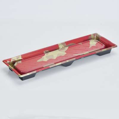 Wholesale Embossing Red long sushi tray disposable